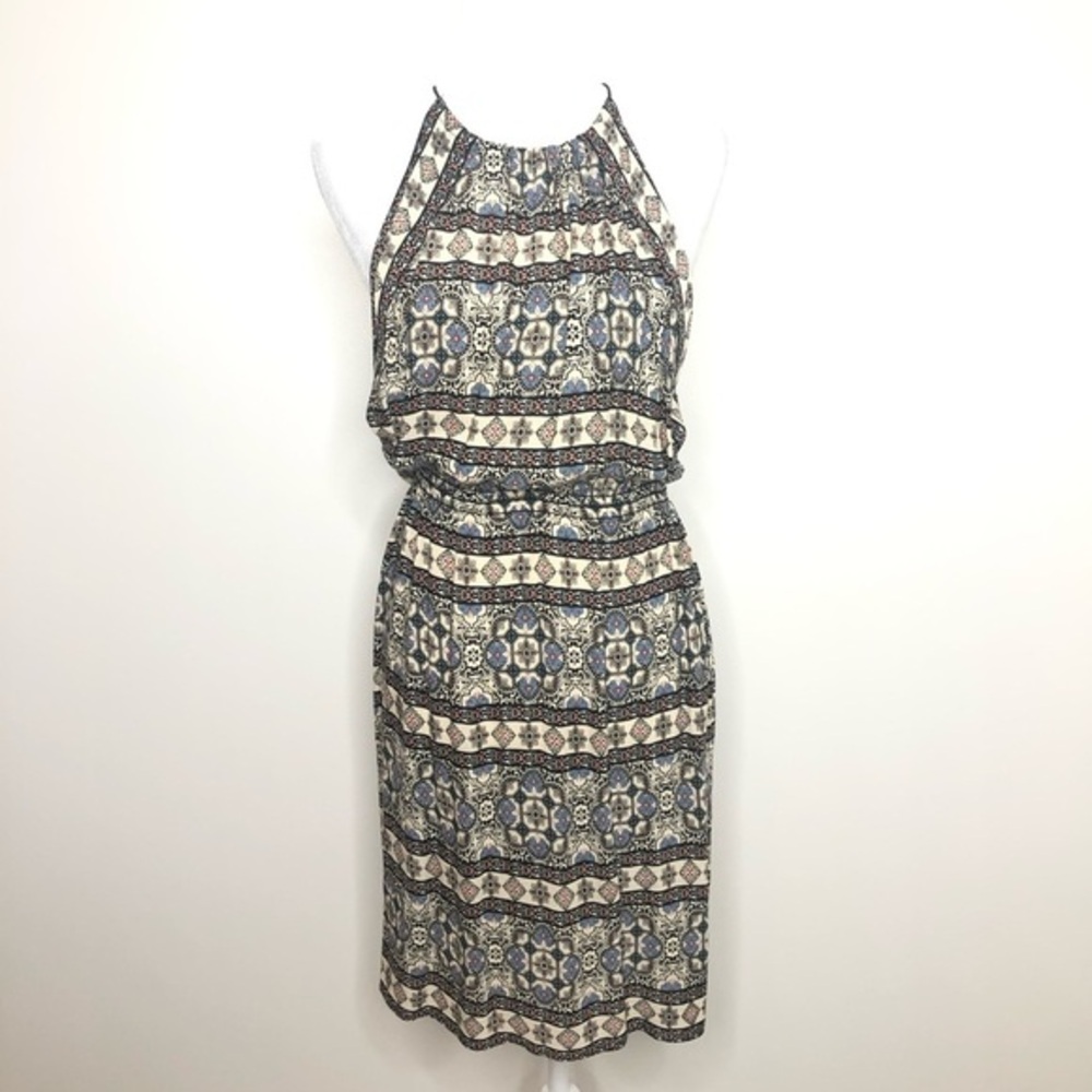 Chelsea & Violet Blue and Cream Patterned Dress